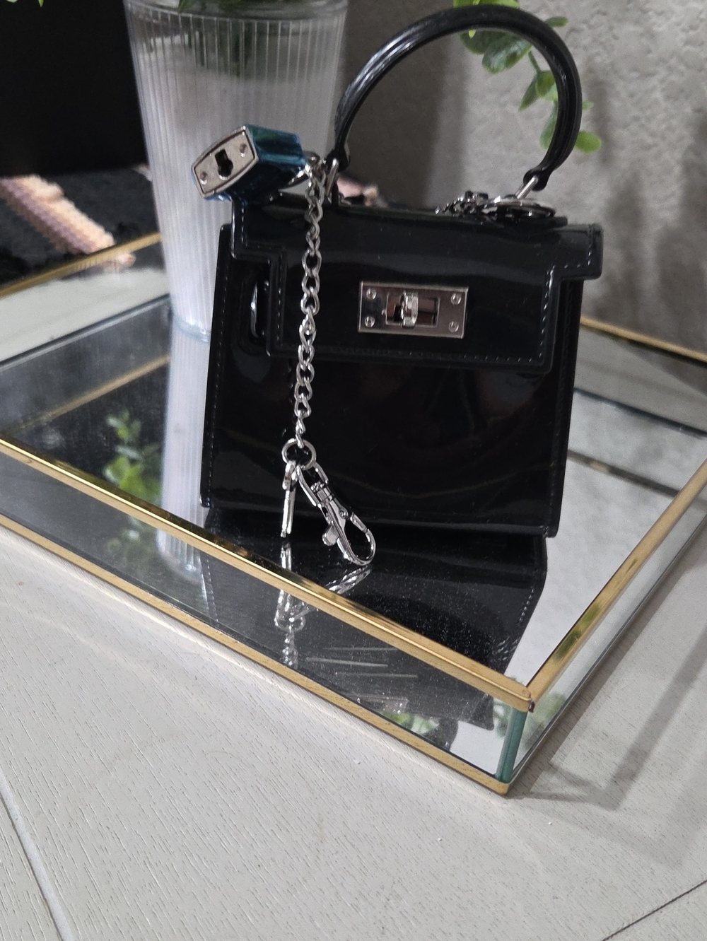 Vegan leather mini crossbody bag, Kendall + Kylie Turn Lock Silicon Bag